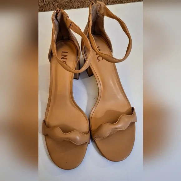 INC International Concepts Womens Square Stack Heels Wavy Ankle Strap Sa… - Picture 6 of 9